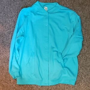 Blair Snap Up Blue Sweater with Front Pockets Large